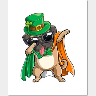 Dabbing Pug St Patricks Day Boys Leprechaun Irish Posters and Art